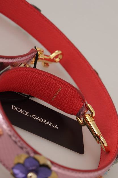 Shoulder Strap by Dolce & Gabbana for unisex in leather & metal gold & pink features a contemporary design, highlighting the distinctive style of the Leather Metal Shoulder Strap with a contemporary finish.