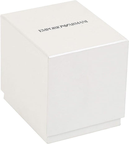 Watch by Emporio Armani for women in stainless steel silver & rose-gold features an transcendent design, highlighting a silver & rose-gold stainless-steel & crystal strap, analog, and sophisticated deployment-clasp, quartz-movement & waterproof for a premium look.
