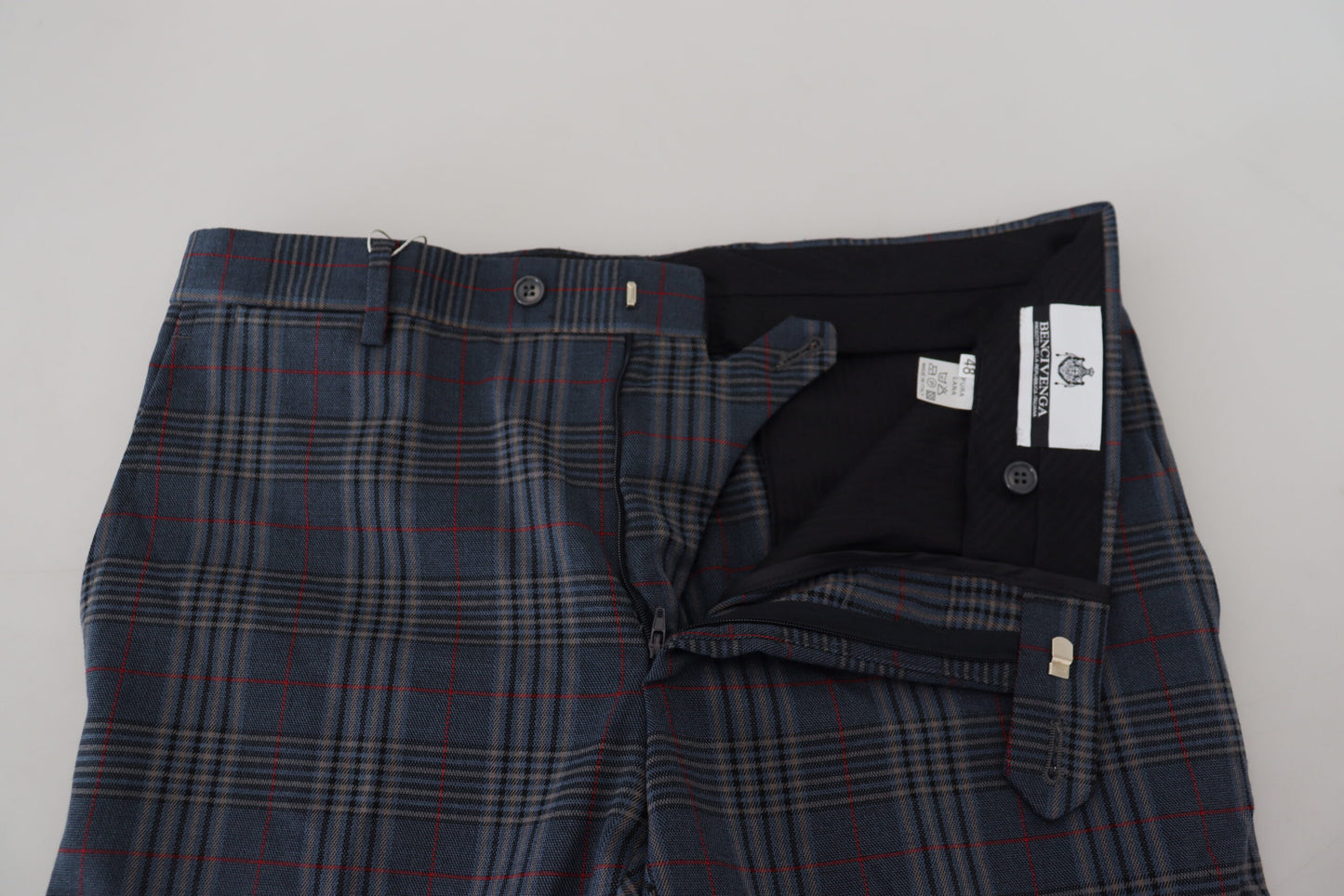 Bencivenga Gray Pure Wool Men Checkered Pants