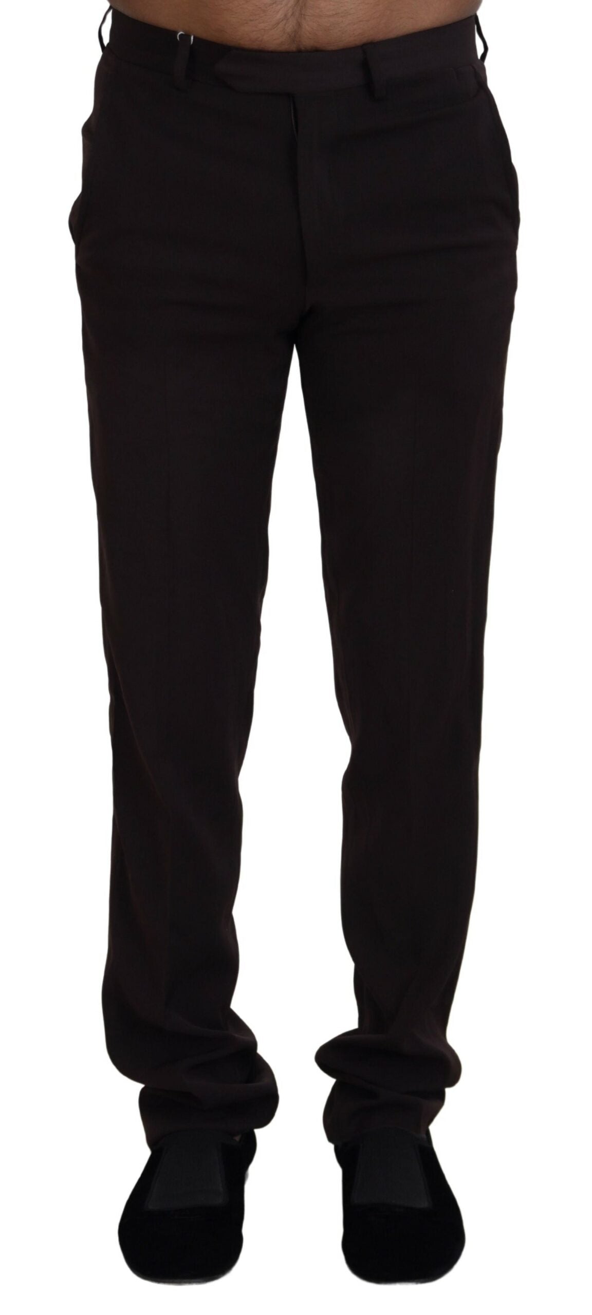Bencivenga Brown Straight Fit Formal Men Pants