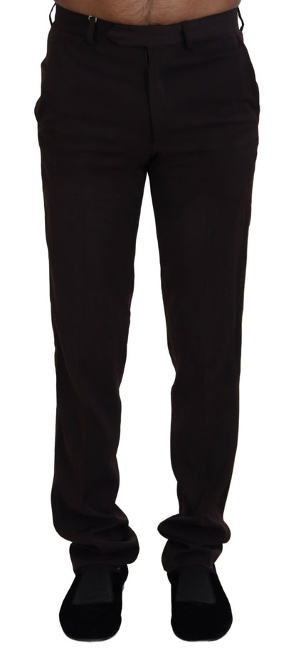 Bencivenga Brown Straight Fit Formal Men Pants