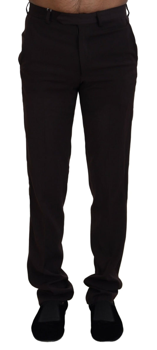 Bencivenga Brown Straight Fit Formal Men Pants