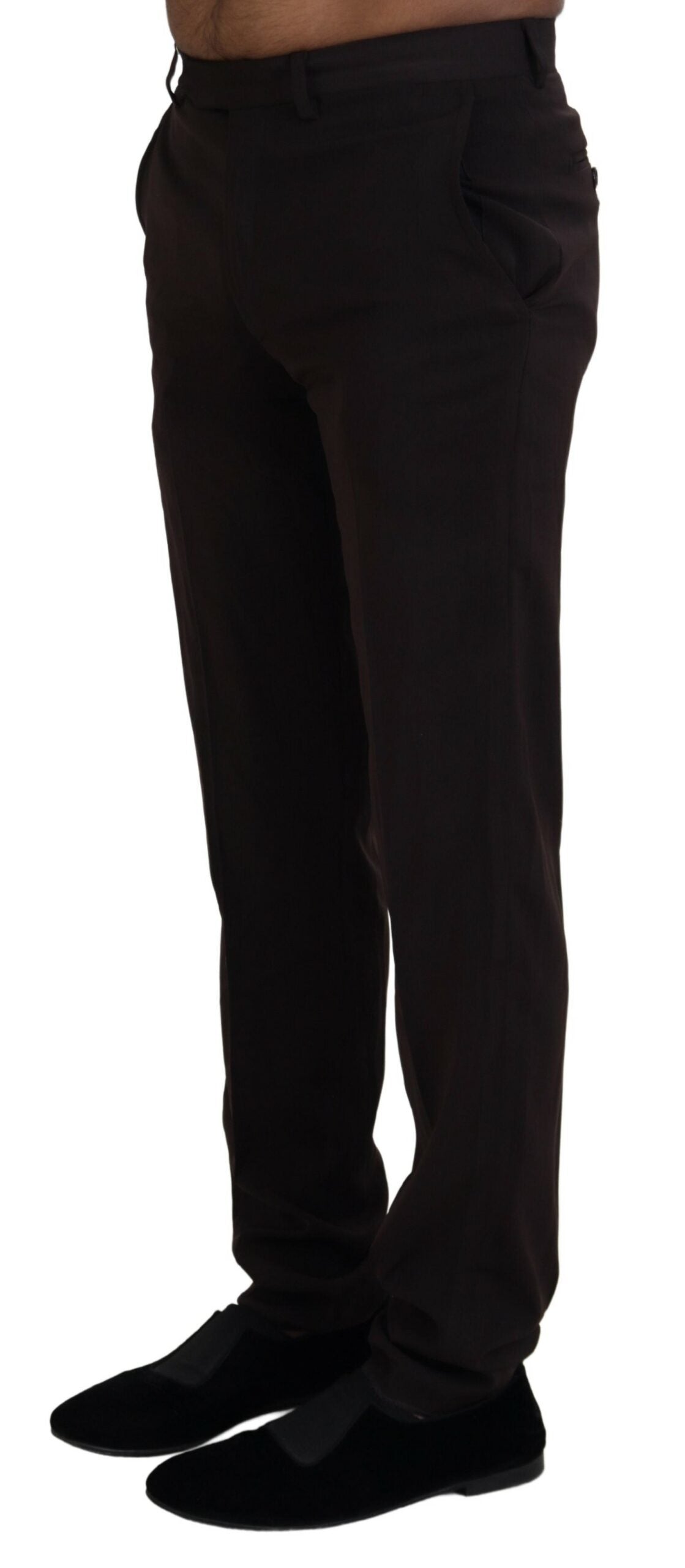 Bencivenga Brown Straight Fit Formal Men Pants