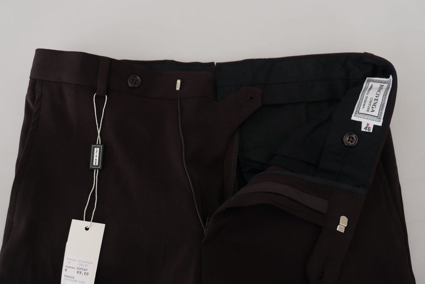 Bencivenga Brown Straight Fit Formal Men Pants