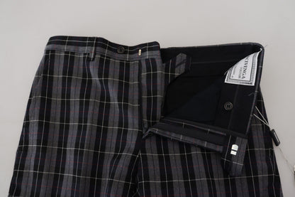 Bencivenga Gray Checkered Slim Fit Men Pants