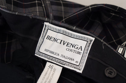 Bencivenga Gray Checkered Slim Fit Men Pants