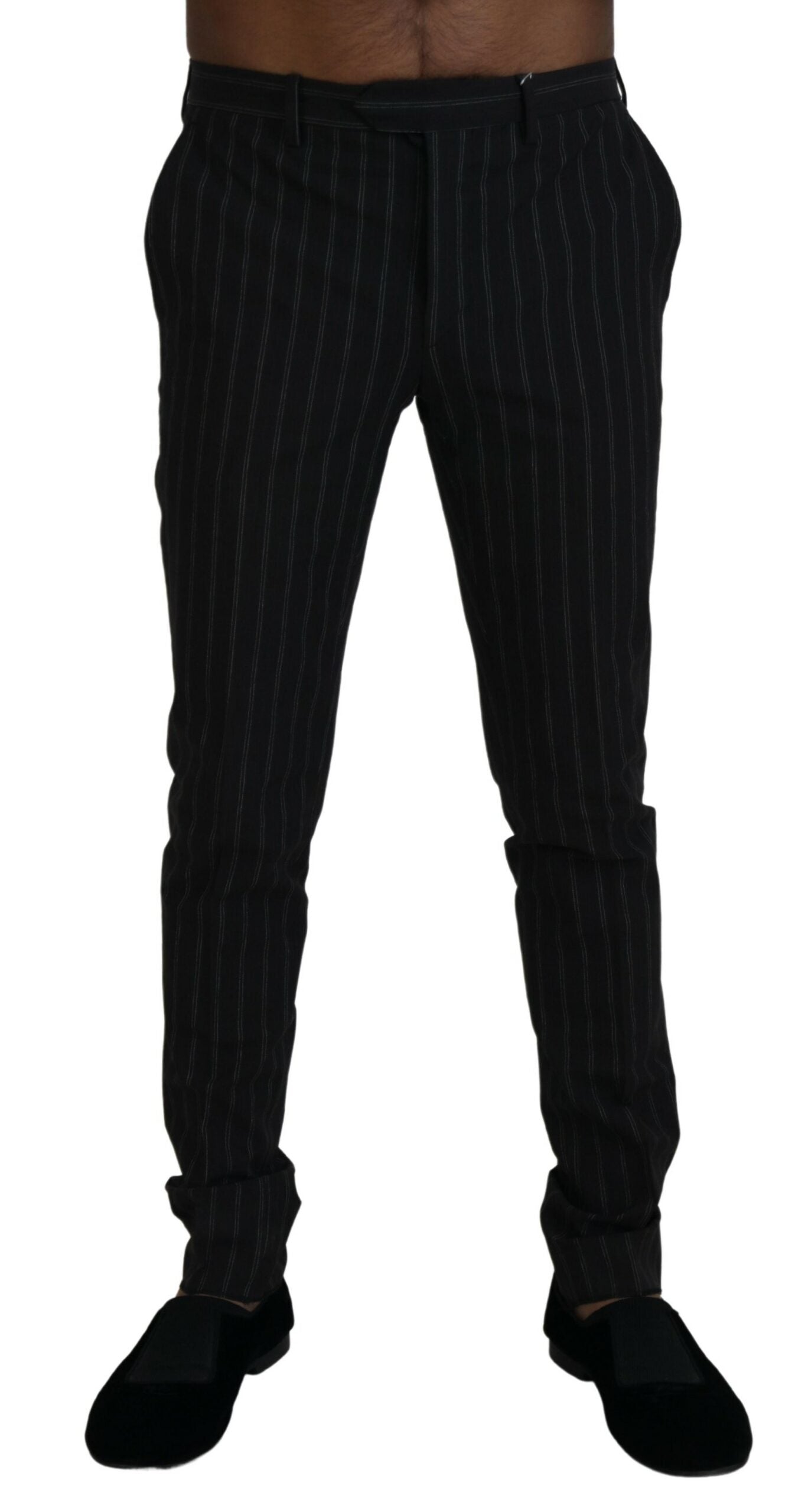 Bencivenga Black Stripes Viscose Dress Pants