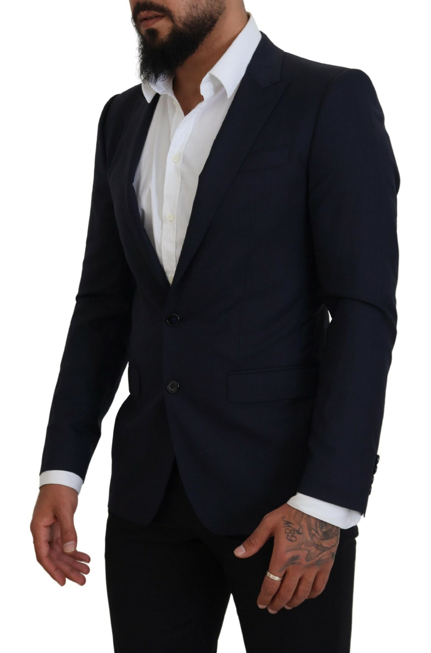Dolce & Gabbana Men's Blue Wool Slim Fit Formal Coat Blazer