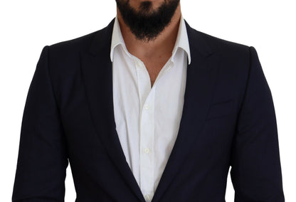 Dolce & Gabbana Men's Blue Wool Slim Fit Formal Coat Blazer