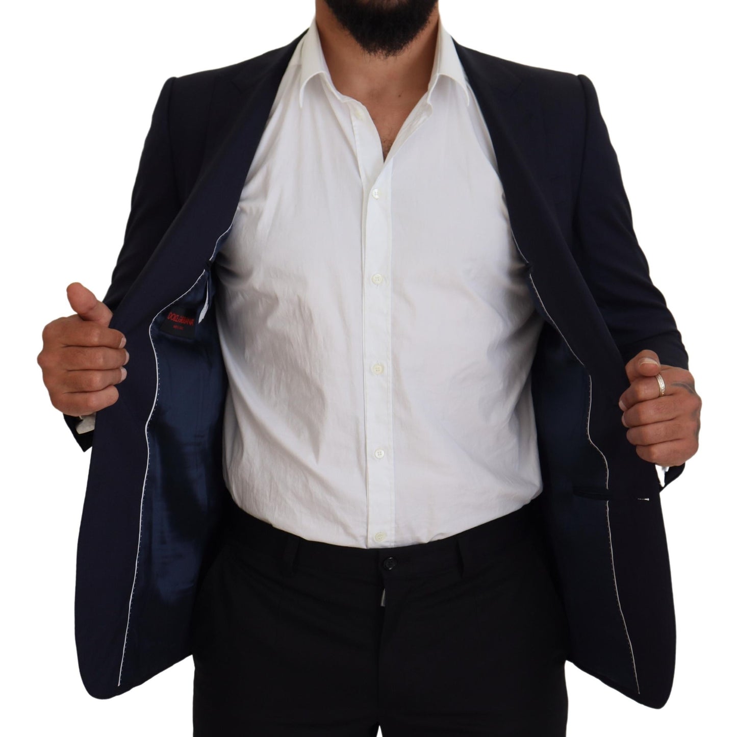 Dolce & Gabbana Men's Blue Wool Slim Fit Formal Coat Blazer