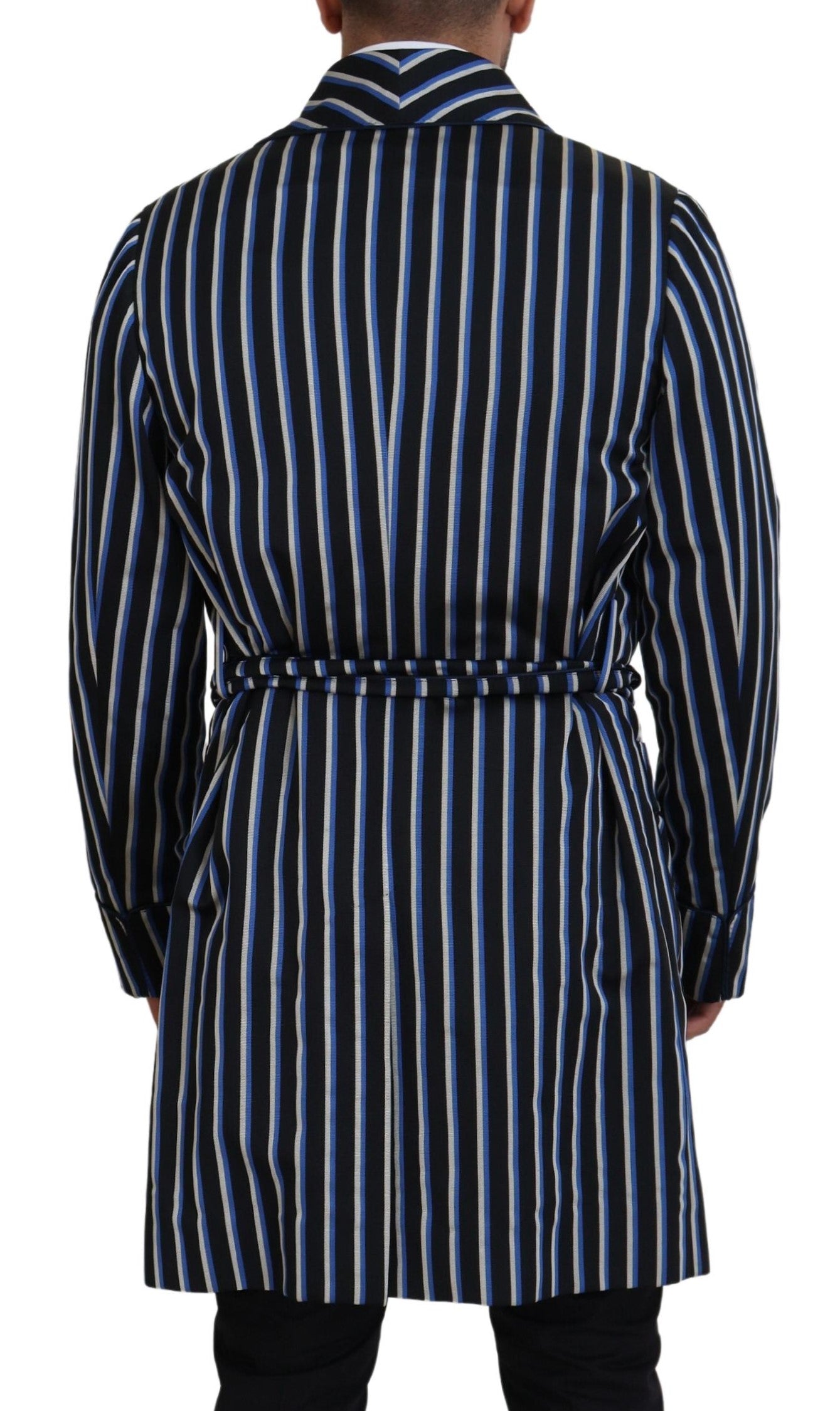 Dolce & Gabbana Men's Black Blue Martini Printed Lining Robe