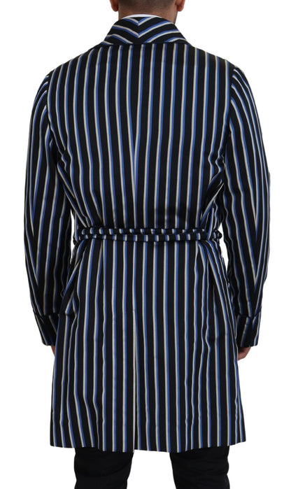 Dolce & Gabbana Men's Black Blue Martini Printed Lining Robe