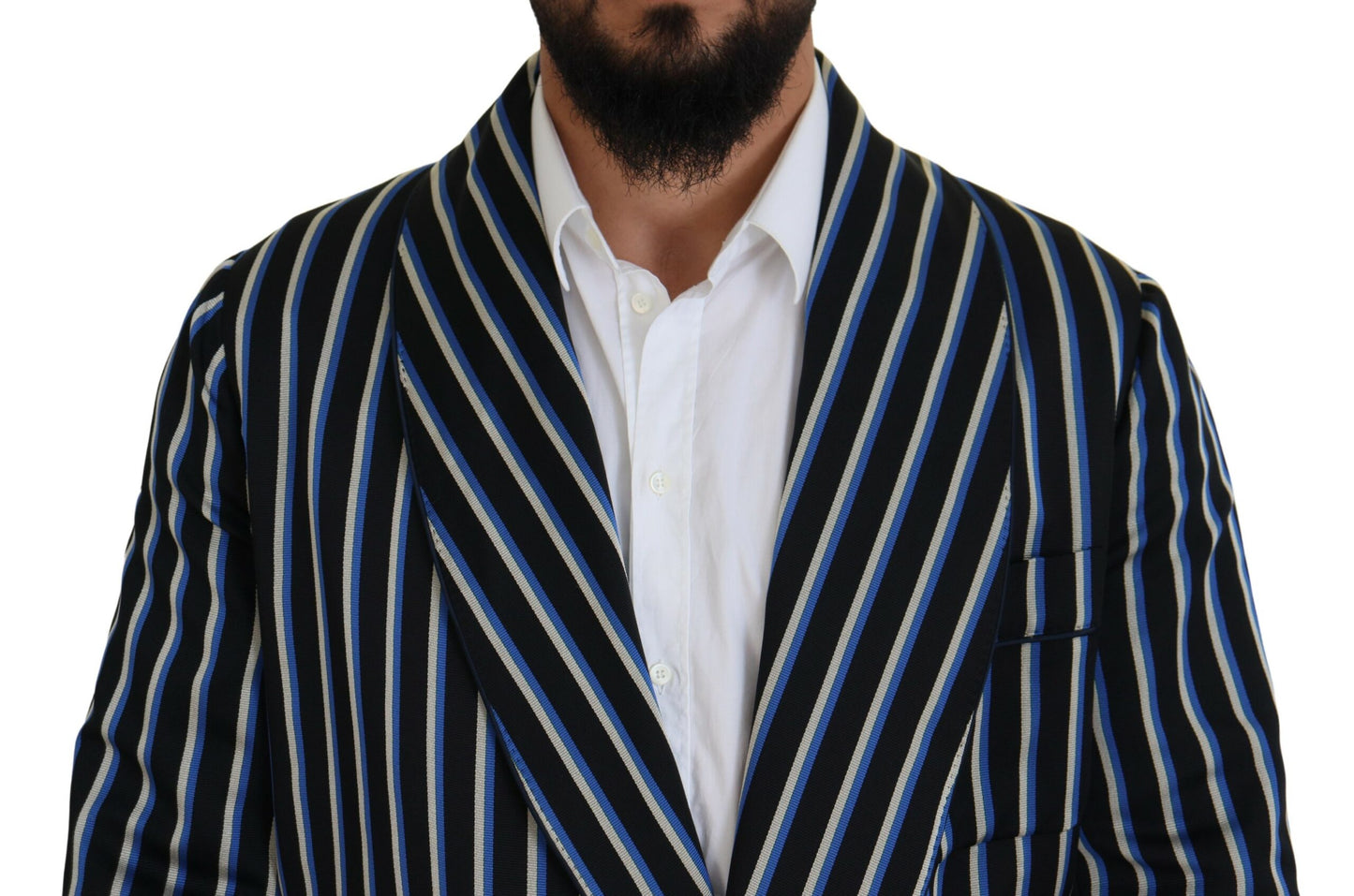 Dolce & Gabbana Men's Black Blue Martini Printed Lining Robe