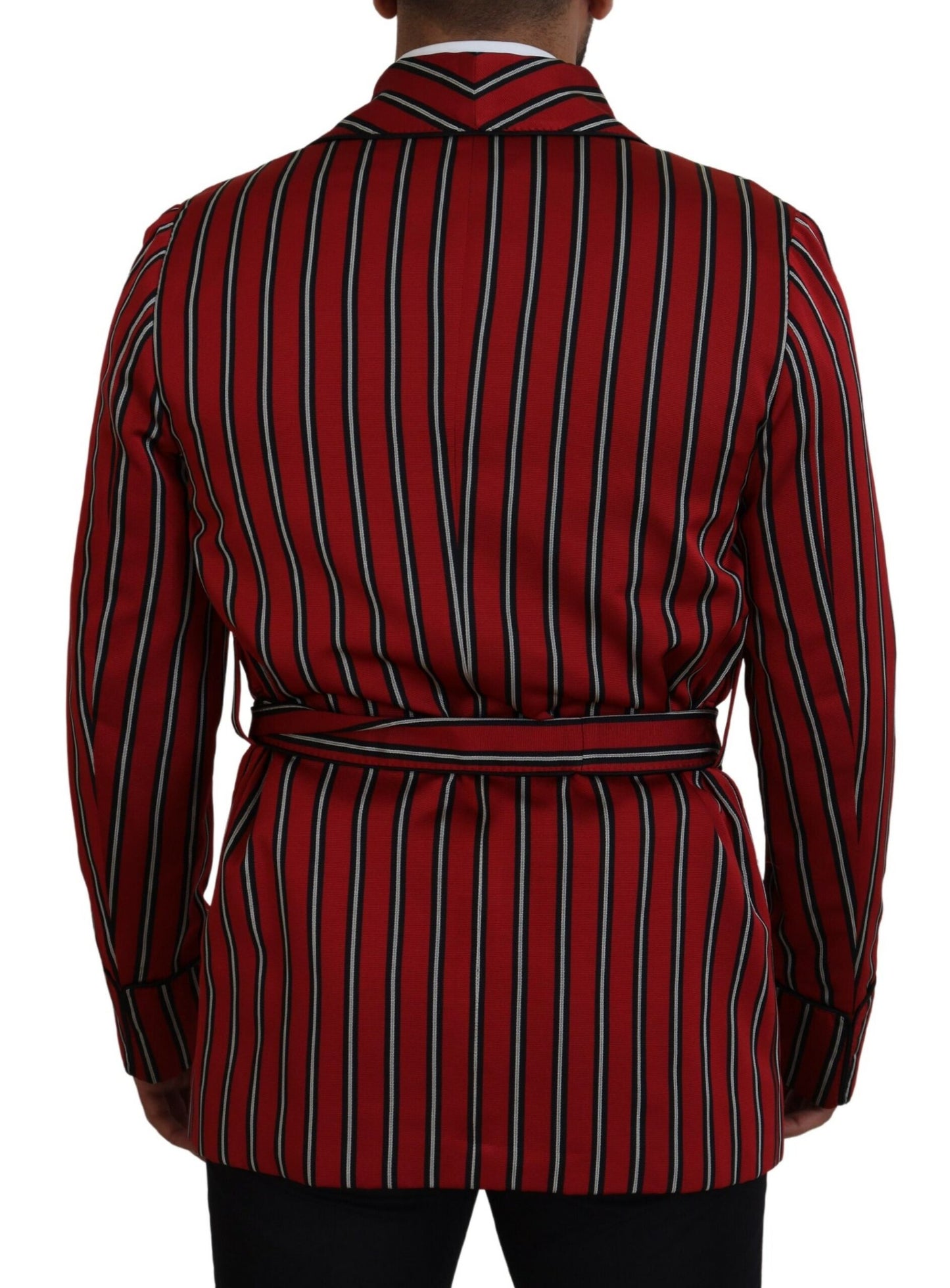 Dolce & Gabbana Men's Red Striped Martini Printed Lining Robe