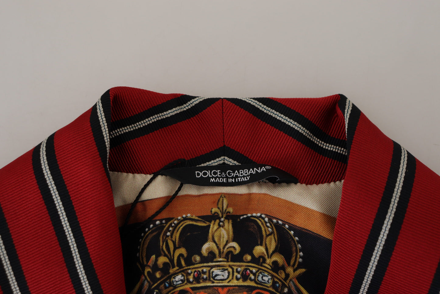 Dolce & Gabbana Men's Red Striped Martini Printed Lining Robe