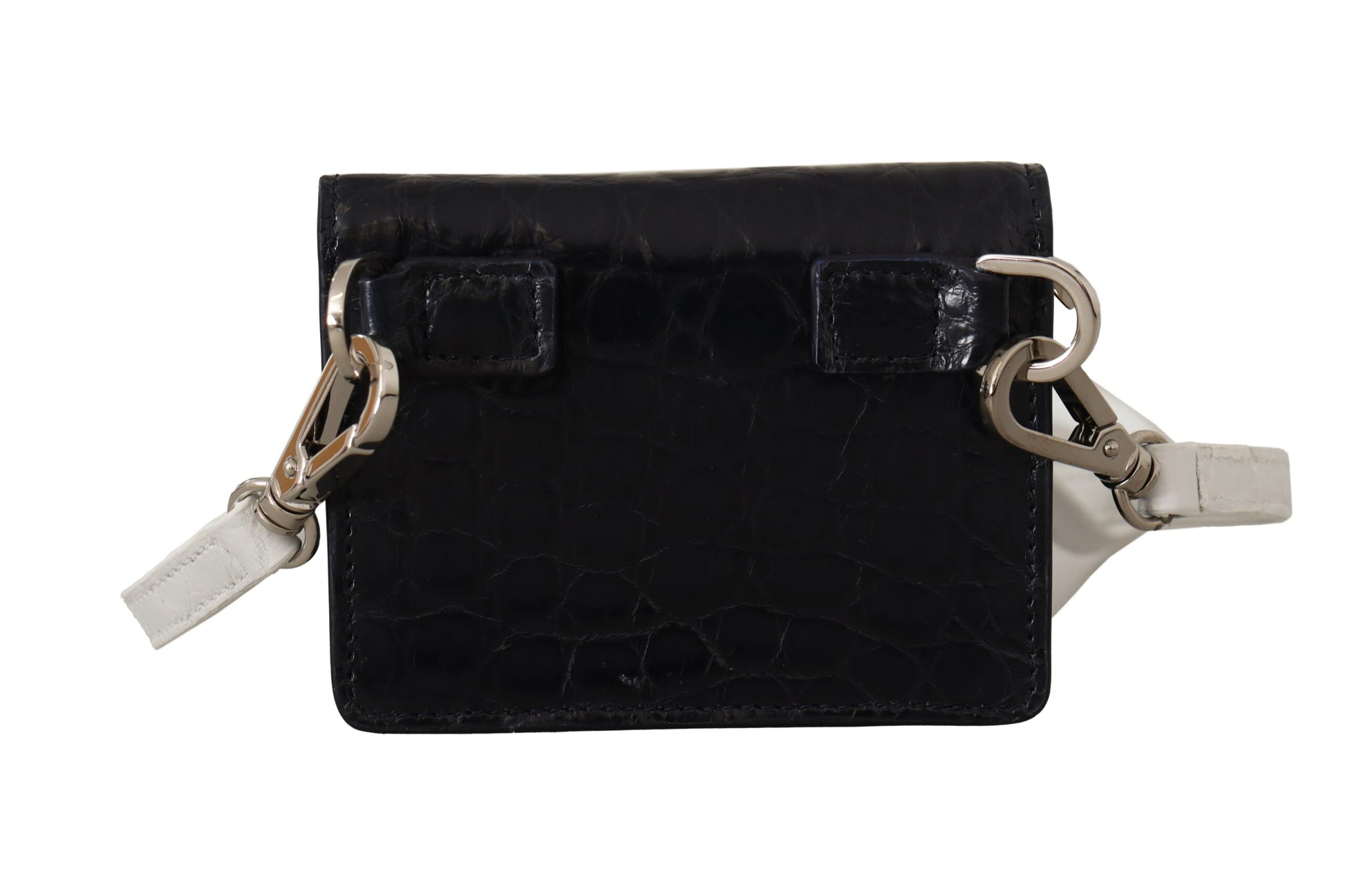 Cardholder Wallet by Dolce & Gabbana for men in caiman leather blue & white showcases a refined silhouette, artfully detailed with the signature style of the Caiman Leather Cardholder Wallet and functional card-organization bifold coin-purse.