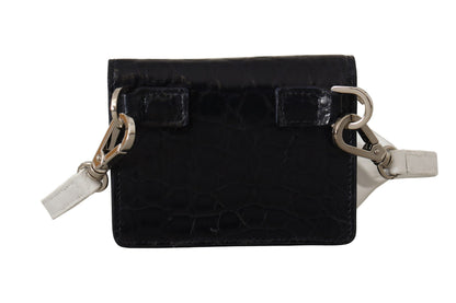Cardholder Wallet by Dolce & Gabbana for men in caiman leather blue & white showcases a refined silhouette, artfully detailed with the signature style of the Caiman Leather Cardholder Wallet and functional card-organization bifold coin-purse.