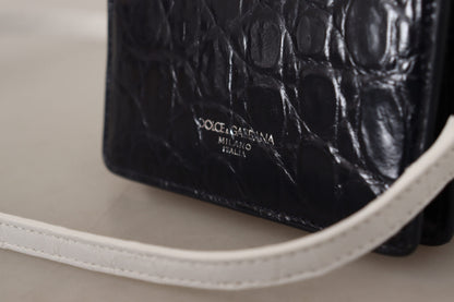 Cardholder Wallet by Dolce & Gabbana for men in caiman leather blue & white features a streamlined silhouette, showcasing the streamlined Caiman Leather Cardholder Wallet design with sophisticated card-organization bifold coin-purse for a premium look.
