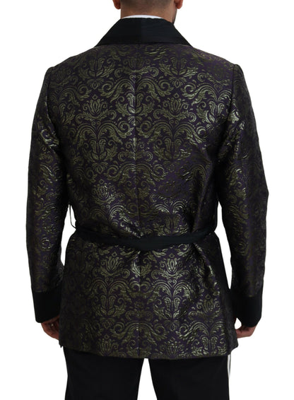 Dolce & Gabbana Men's Gold Purple Baroque Jacket Blazer Robe