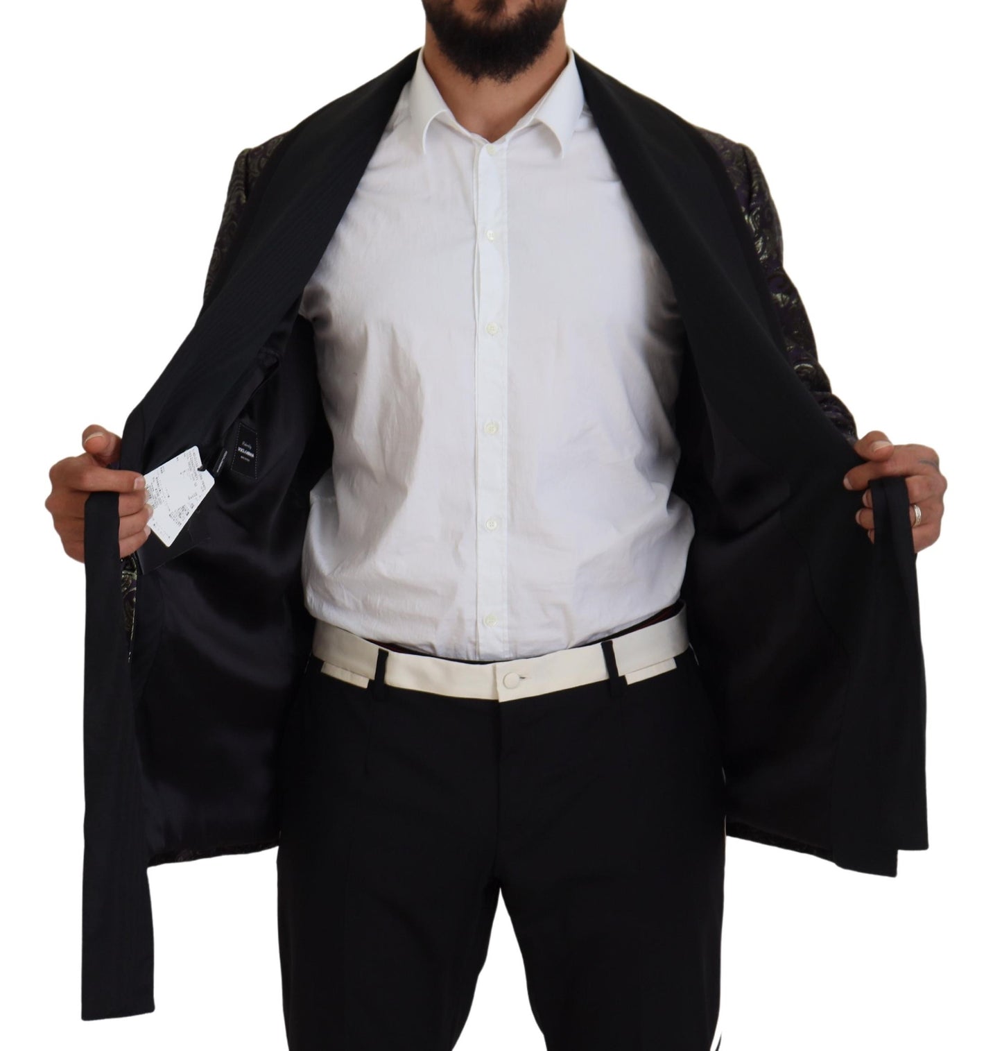 Dolce & Gabbana Men's Gold Purple Baroque Jacket Blazer Robe
