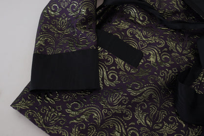 Dolce & Gabbana Men's Gold Purple Baroque Jacket Blazer Robe