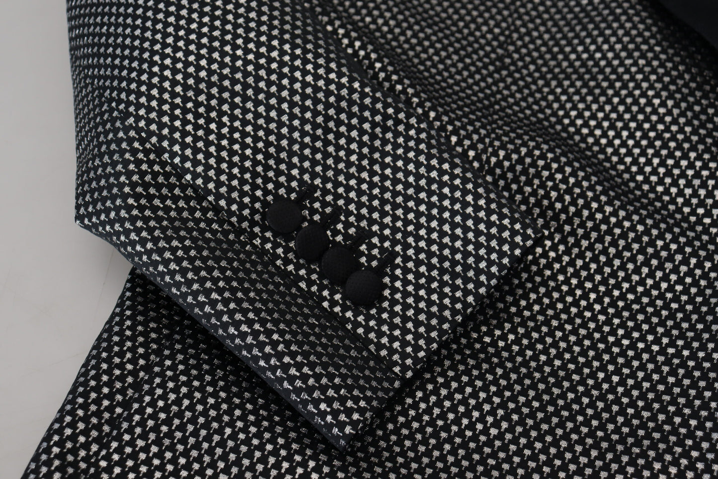 Dolce & Gabbana Men's Black Silver Jacquard Slim Fit Jacket Blazer
