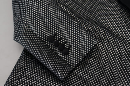 Dolce & Gabbana Men's Black Silver Jacquard Slim Fit Jacket Blazer