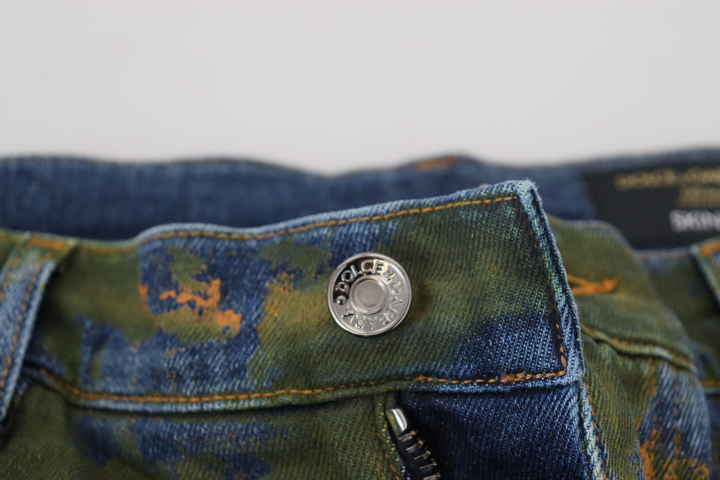 Dolce & Gabbana Men's Blue Green Skinny Cotton Denim Jeans