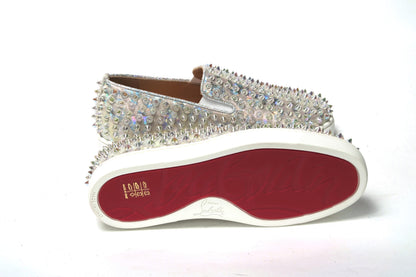 Sneakers by Christian Louboutin for women in calf leather white & signature presents a sumptuous silhouette from the Women's Slip On Calf Leather Sneakers collection, showcasing a sumptuous slip-on style for an elevated aesthetic.