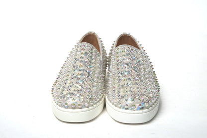 Sneakers by Christian Louboutin for women in calf leather white & signature features an opulent silhouette from the Women's Slip On Calf Leather Sneakers collection, showcasing a signature slip-on style with an opulent finish.