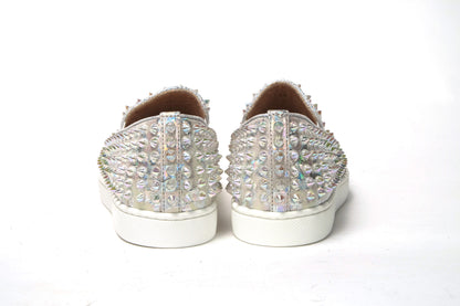 Sneakers by Christian Louboutin for women in calf leather white & signature features a sumptuous design, perfectly showcasing the sumptuous slip-on style of this Women's Slip On Calf Leather Sneakers.