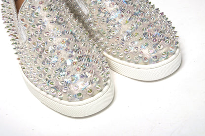 Sneakers by Christian Louboutin for women in calf leather white & signature presents a sumptuous silhouette as Women's Slip On Calf Leather Sneakers, expertly defined by a sumptuous slip-on style for a sumptuous, high-fashion look.