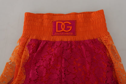 Elegant Lace High-Waist Shorts in Dual-Tones by Dolce & Gabbana