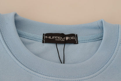 Philippe Model Women's Light Blue Logo Printed Long Sleeves Sweater