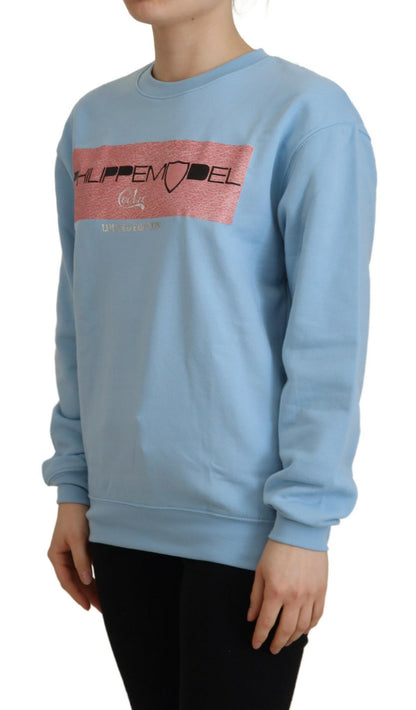 Philippe Model Women's Light Blue Logo Printed Long Sleeves Sweater