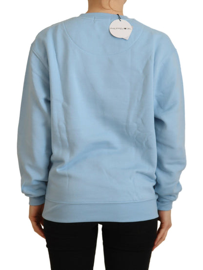 Philippe Model Women's Light Blue Logo Printed Long Sleeves Sweater