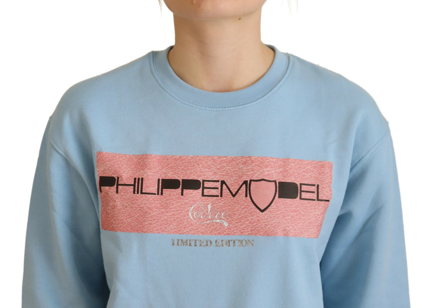 Philippe Model Women's Light Blue Logo Printed Long Sleeves Sweater
