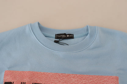 Philippe Model Women's Light Blue Logo Printed Long Sleeves Sweater