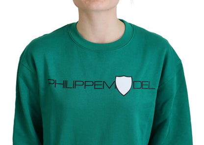 Philippe Model Women's Green Printed Long Sleeves Pullover Sweater