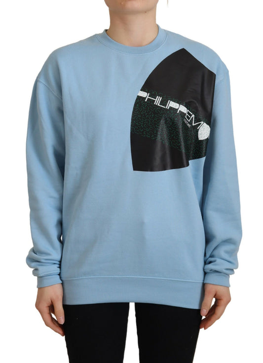 Philippe Model Women's Light Blue Logo Printed Long Sleeves Sweater