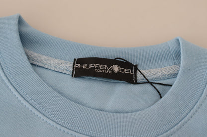 Philippe Model Women's Light Blue Logo Printed Long Sleeves Sweater