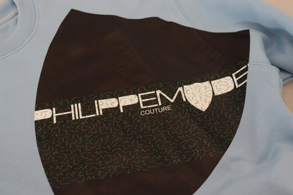 Philippe Model Women's Light Blue Logo Printed Long Sleeves Sweater