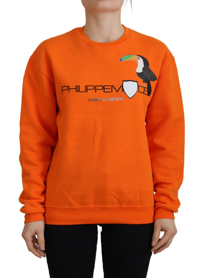 Philippe Model Women's Orange Printed Long Sleeves Pullover Sweater