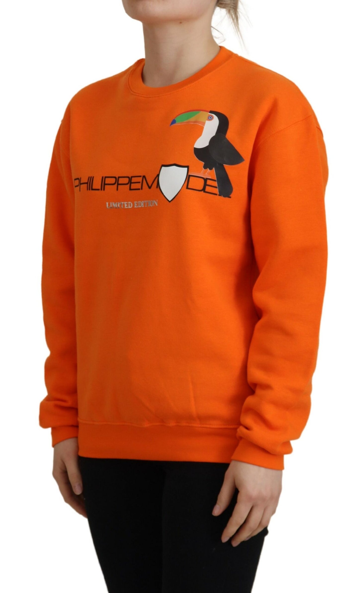 Philippe Model Women's Orange Printed Long Sleeves Pullover Sweater