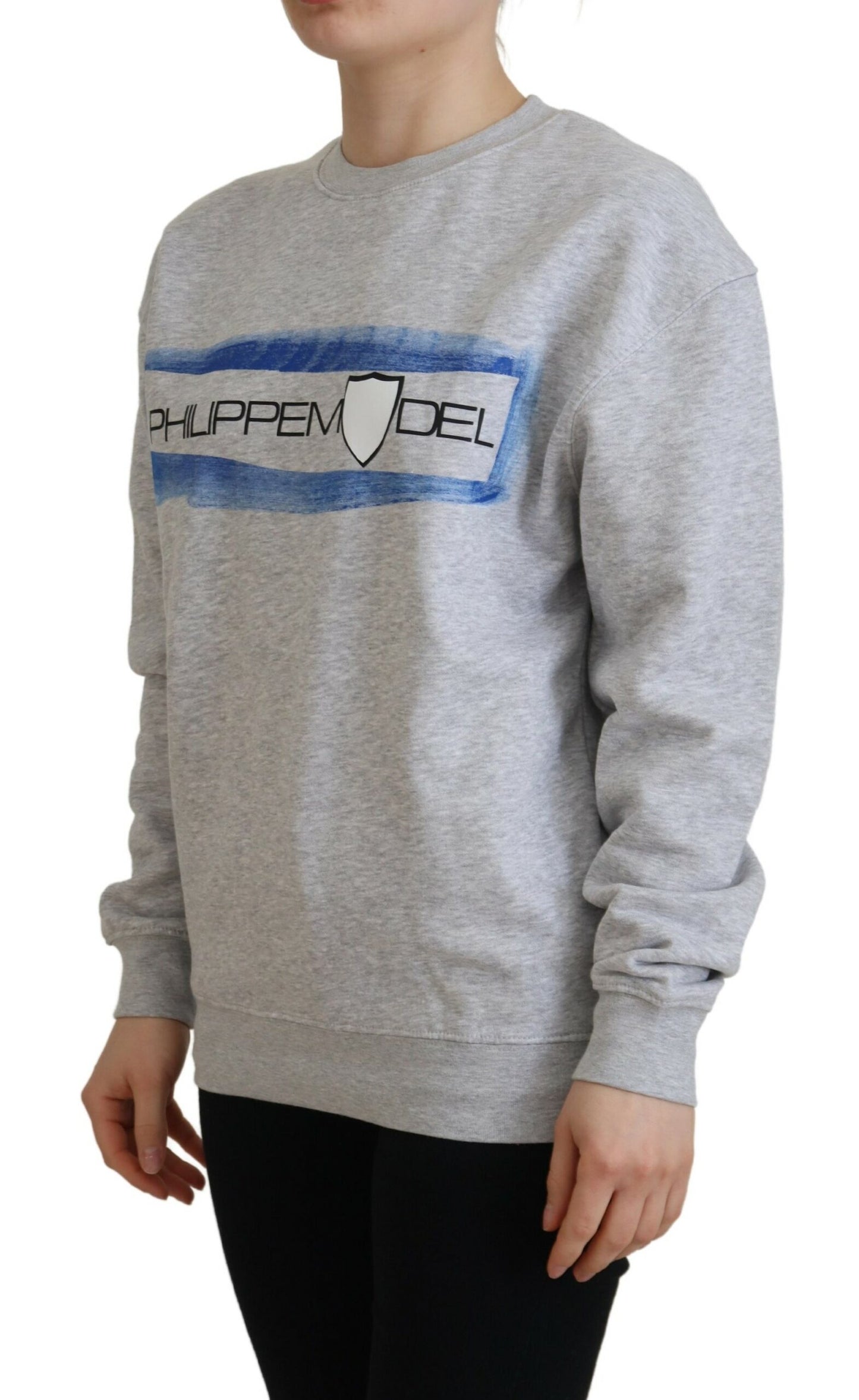 Philippe Model Women's Gray Printed Long Sleeves Pullover Sweater