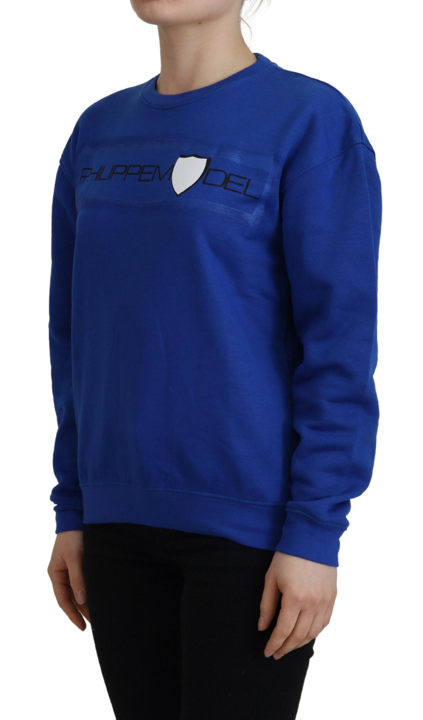 Philippe Model Women's Blue Printed Long Sleeves Pullover Sweater