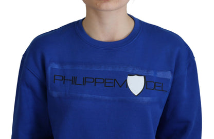 Philippe Model Women's Blue Printed Long Sleeves Pullover Sweater