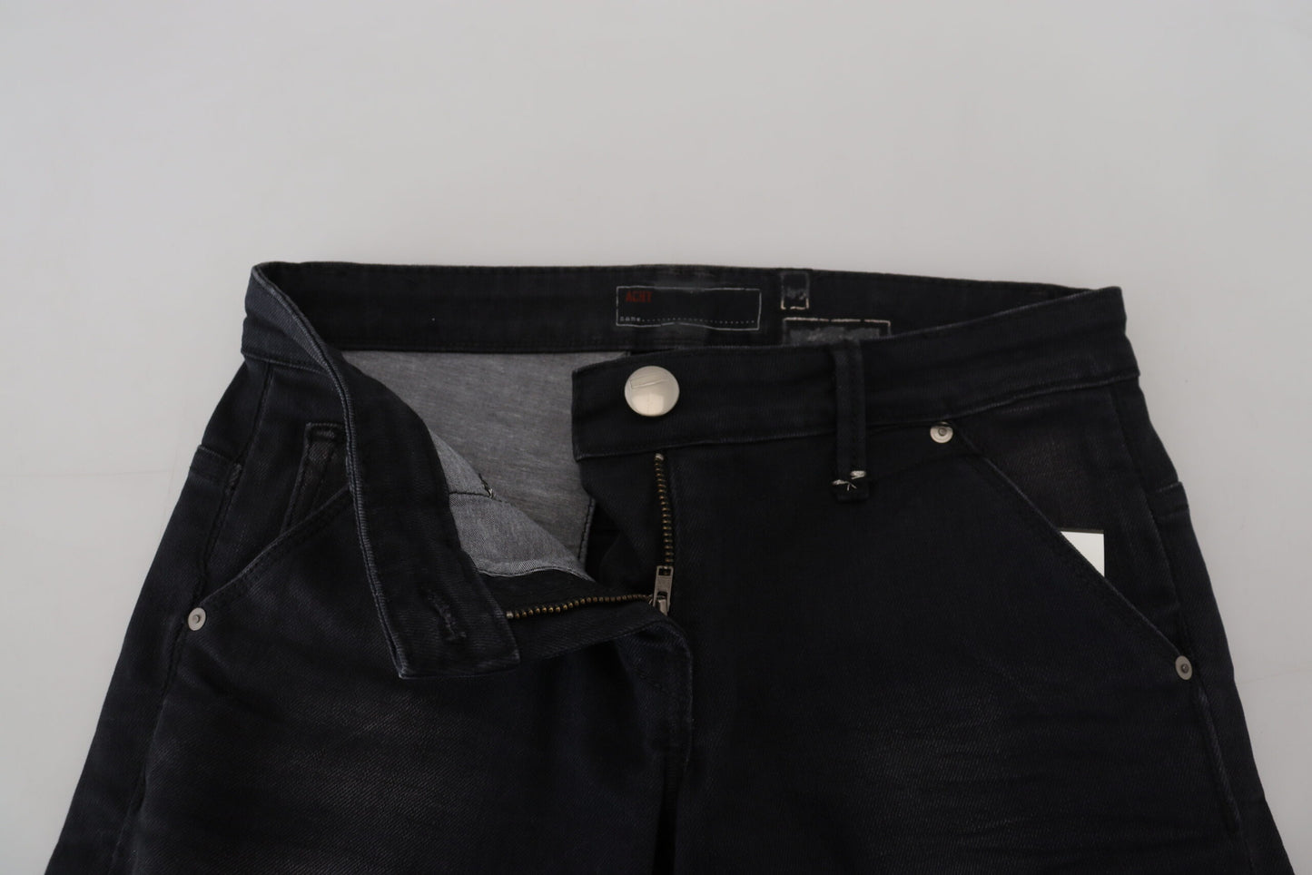 Acht Women's Black Washed Cotton Skinny Women Casual Denim Jeans