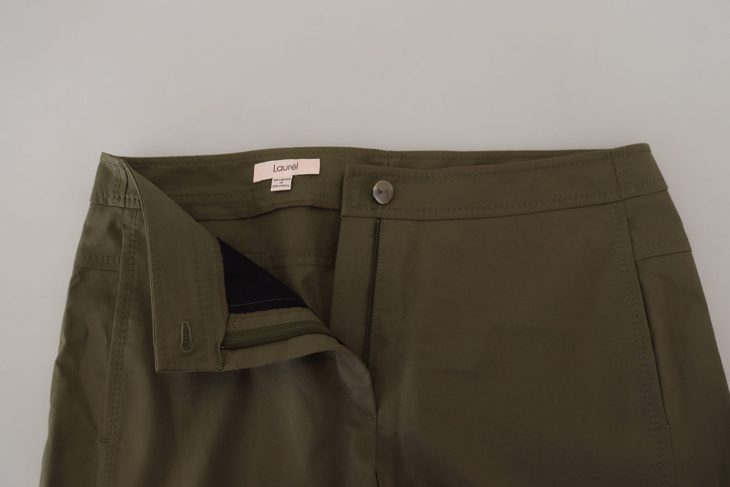 Laurel Green Cotton High Waist Women Tapered Pants