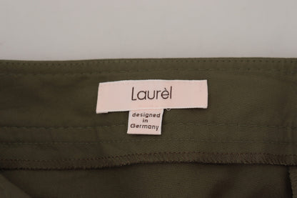 Laurel Green Cotton High Waist Women Tapered Pants